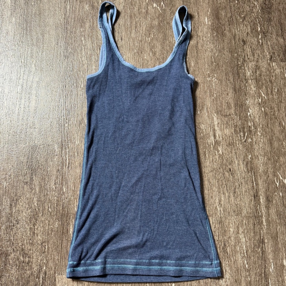 PINK Victoria's Secret Tank Top Women S Blue Studded Ribbed Vintage Y2K - Picture 4 of 4